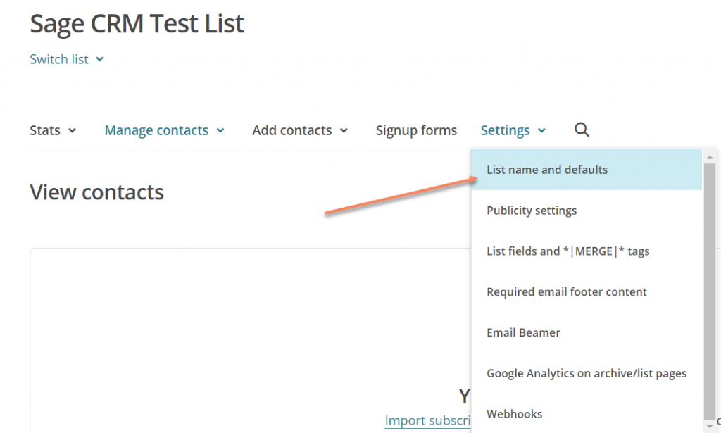 sage-crm-and-mailchimp-lists